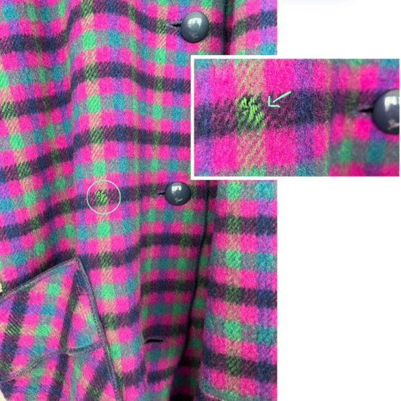 VINTAGE Rare Eclectic Scoat Scarf Coat Plaid Mohair Dead Stock Oversized… - Picture 16 of 16
